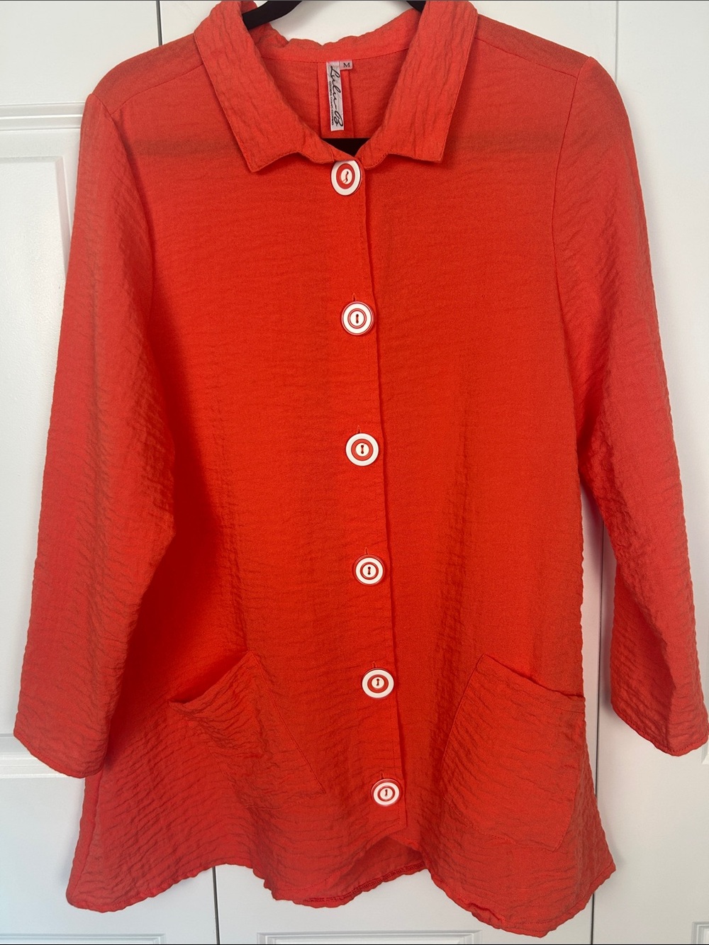 Lulu-B Orange Button-Front Women's Top Size Medium